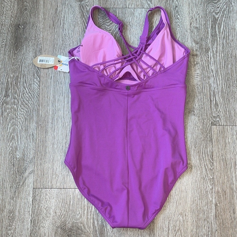 New prana Kayana One Piece Swimsuit Summer Plum large 38D - Picture 5 of 6